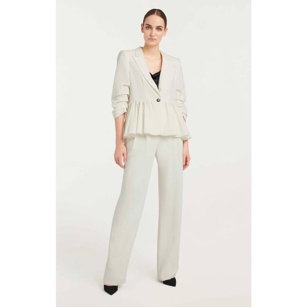 Cinq á Sept Kourtney White Ruffle Blazer Ivory 6 Small Single Breasted Peplum - Picture 3 of 9